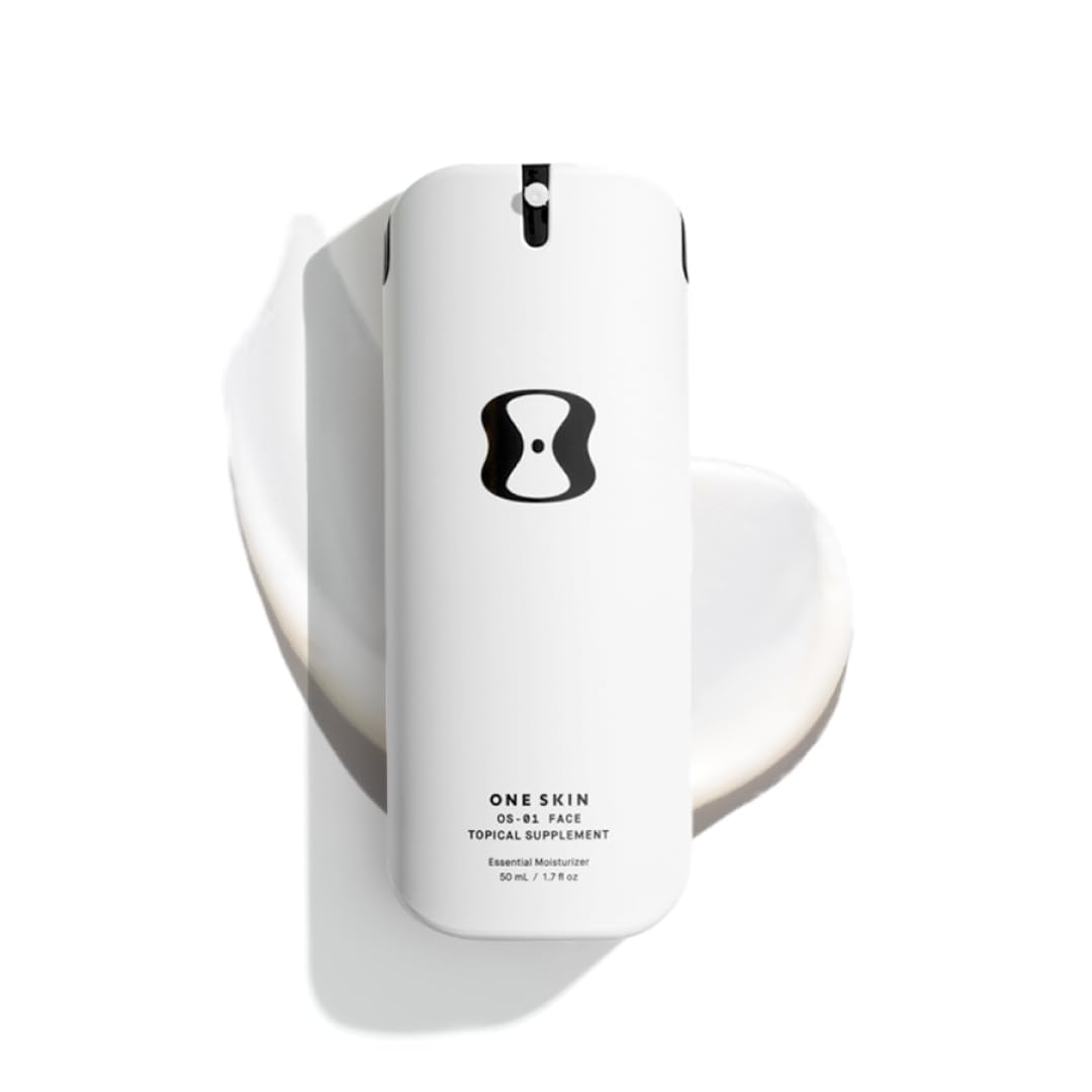 OneSkin OS-01 Face bottle front shows fragrance-free peptide care for sensitive skin.