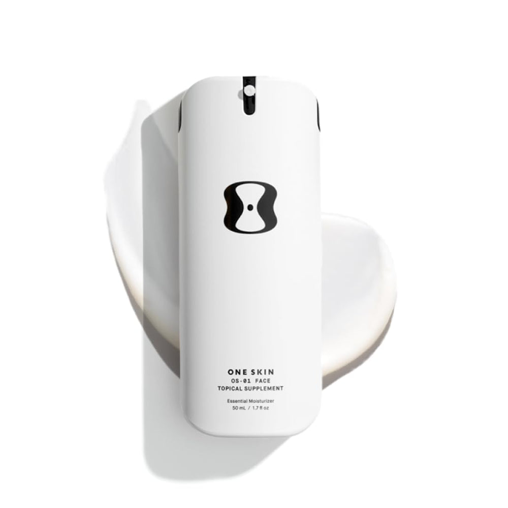OneSkin OS-01 Face bottle front shows fragrance-free peptide care for sensitive skin.