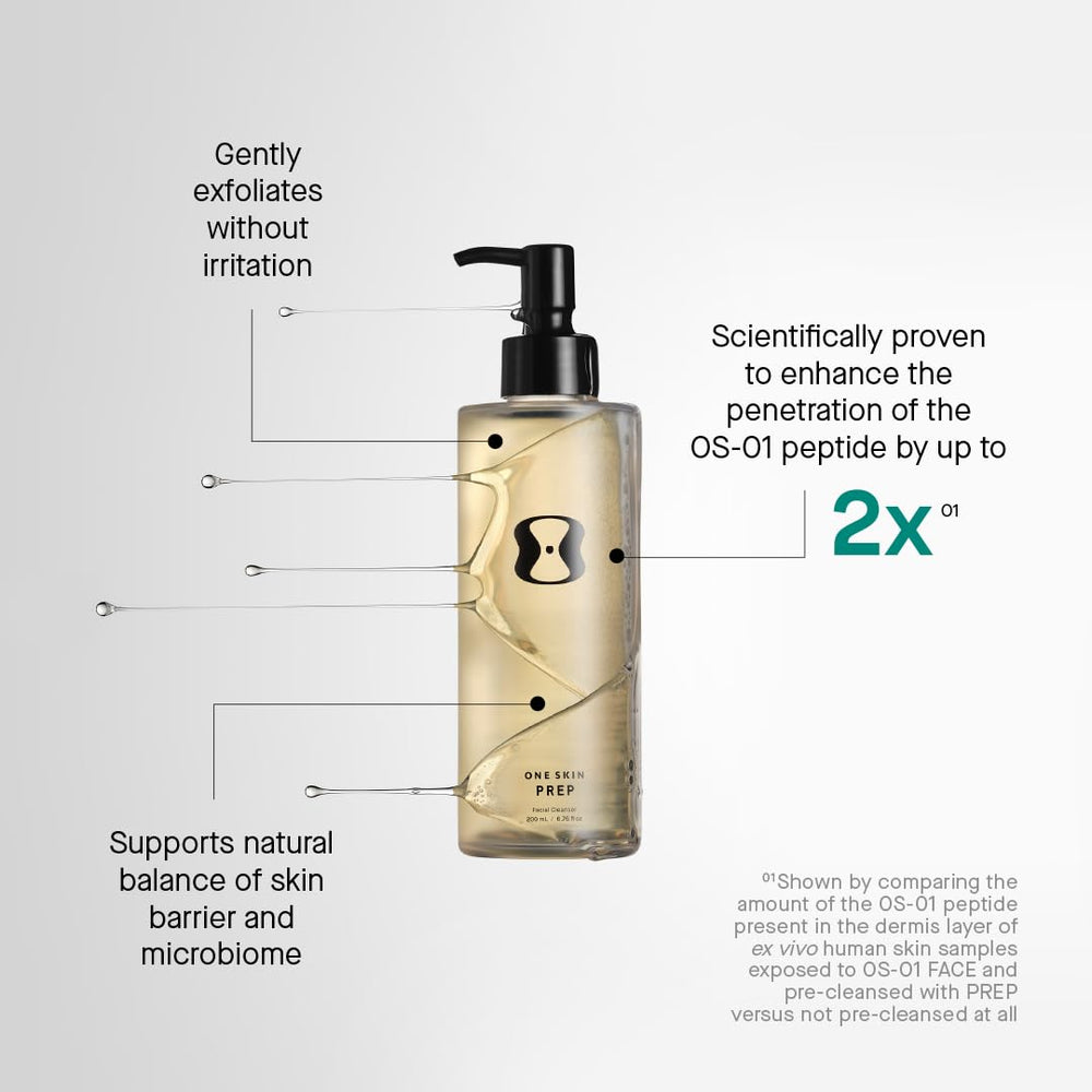 OneSkin PREP gel-foam forming as you lather on damp skin