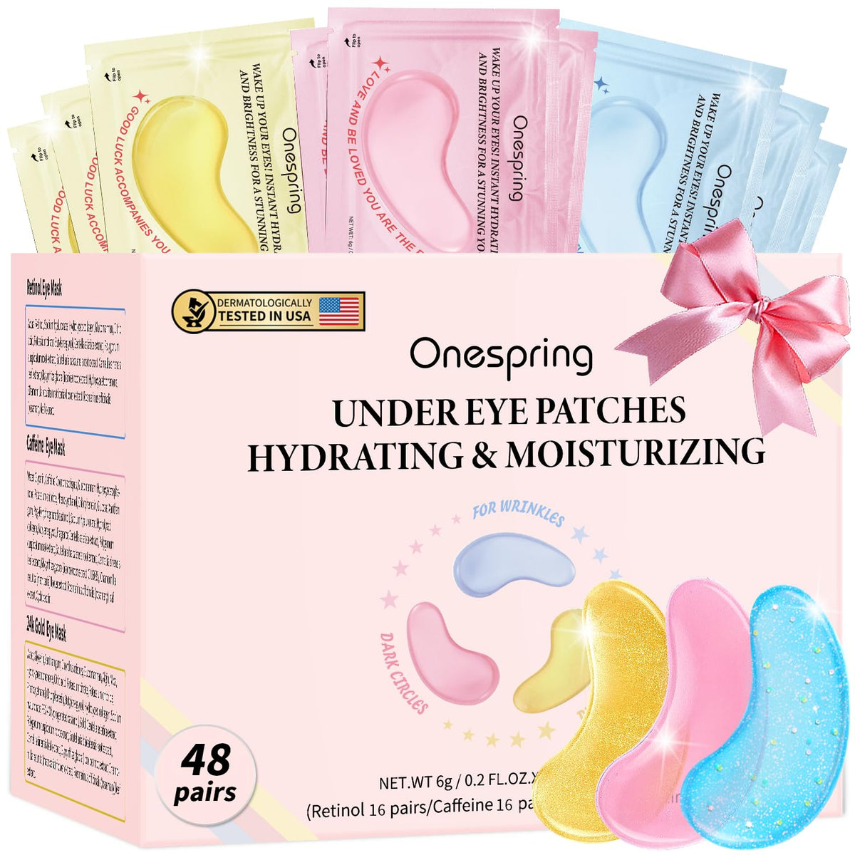 Onespring Eye Mask Gift Box caffeine patches for refreshed under-eye appearance.