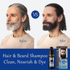 Onilyua beard dye shampoo gloves-on-apply demonstrates mess-free at-home use.