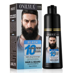 Onilyua beard dye shampoo gray-beard-before-use shows the natural baseline for quick color.