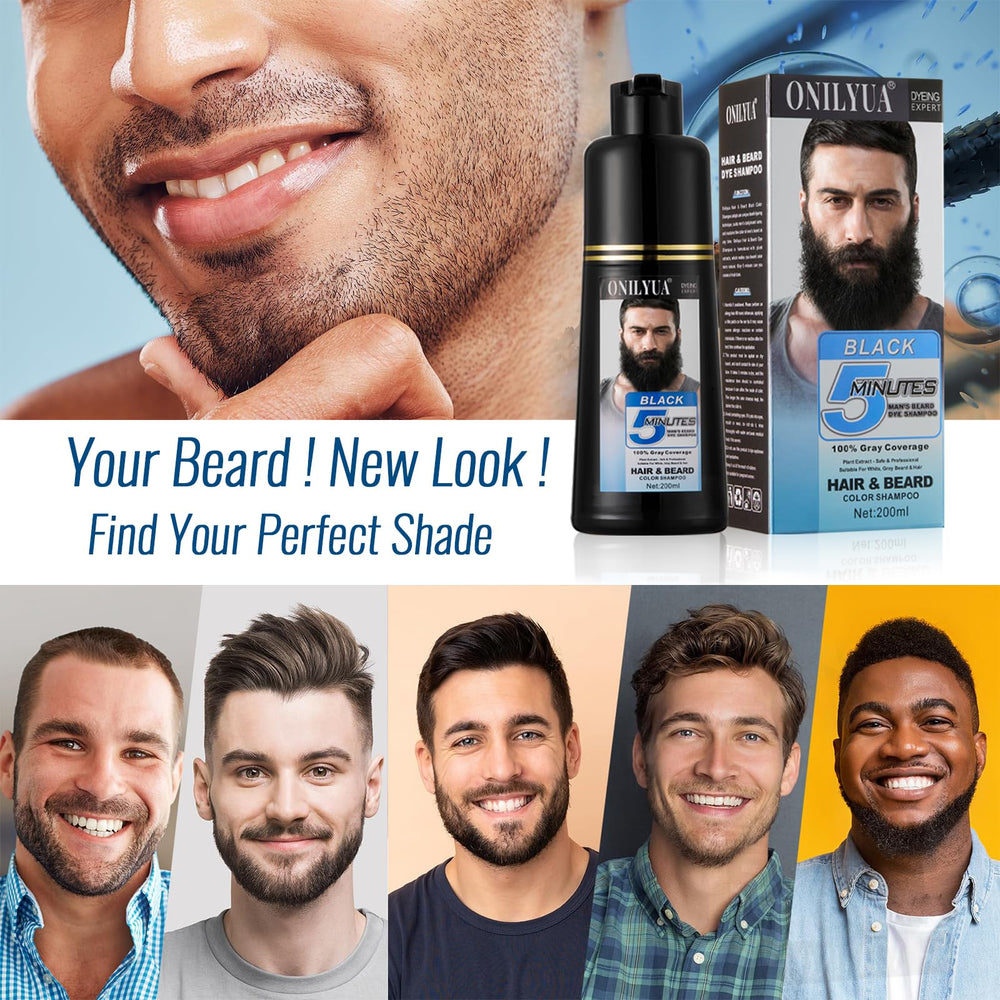 Onilyua beard dye shampoo long-lasting black color for facial hair up to 3-4 weeks