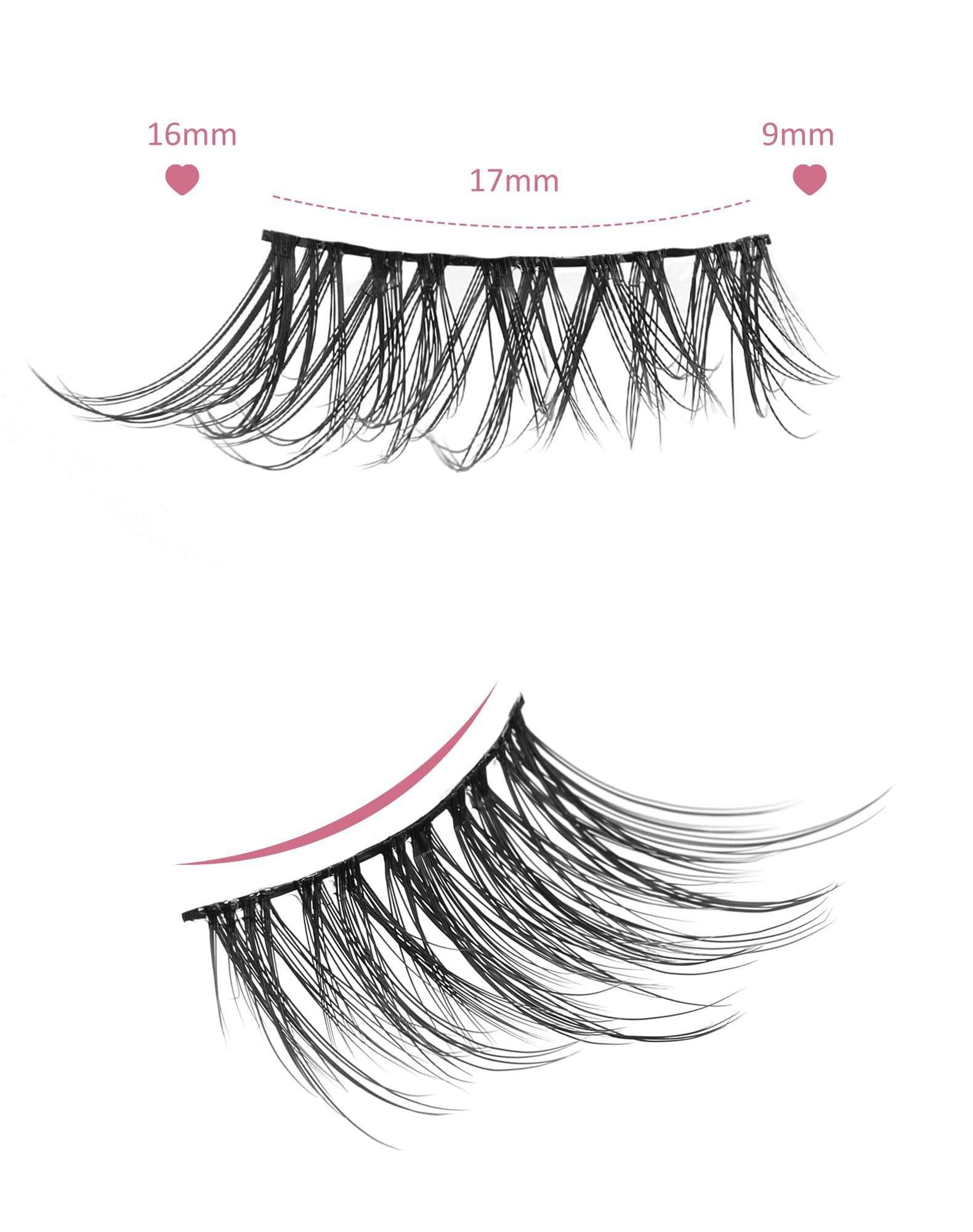 Onlyall corner lashes applied on eye for subtle wispy finish.