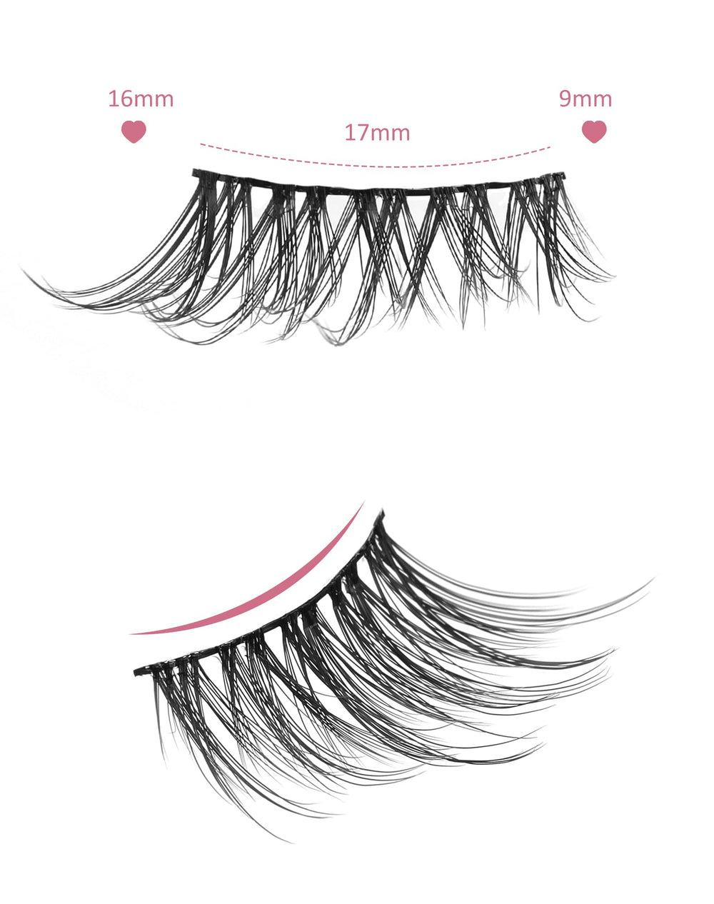 Onlyall corner lashes applied on eye for subtle wispy finish.