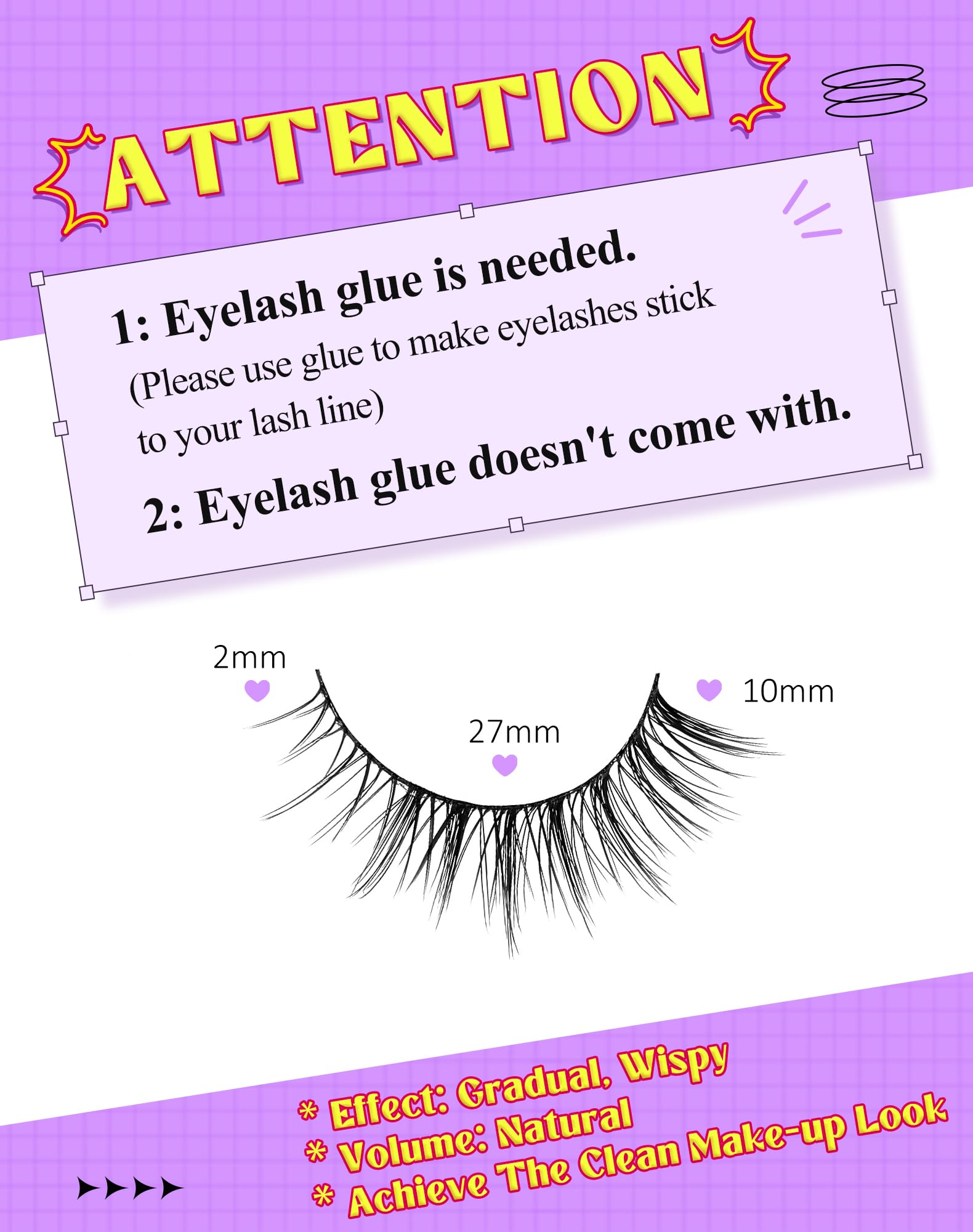 Onlyall HF50 Short Lashes featherweight band on the eye, all-day comfort