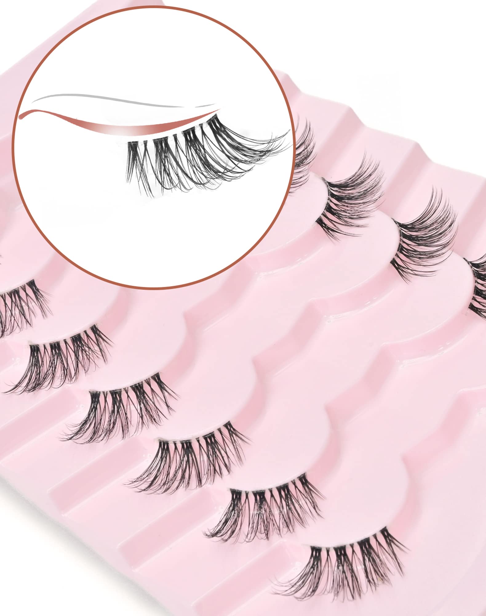 Onlyall Natural Lashes with clear band for a natural look and easy wear.