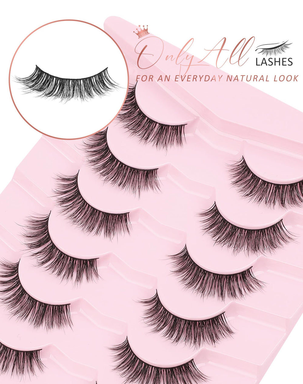 Onlyall Natural Lashes eye-shape-fit style suits almond to hooded eyes with secure wear.