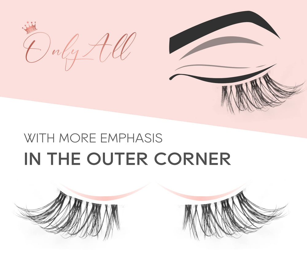 Onlyall Natural Lashes on almond-shaped eyes demonstrate flexible, secure fit.