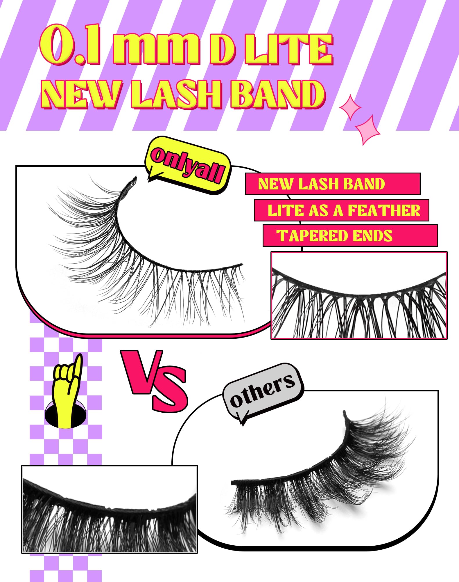 Onlyall Natural Lashes gradual-10mm outer corner for a subtle eye lift.