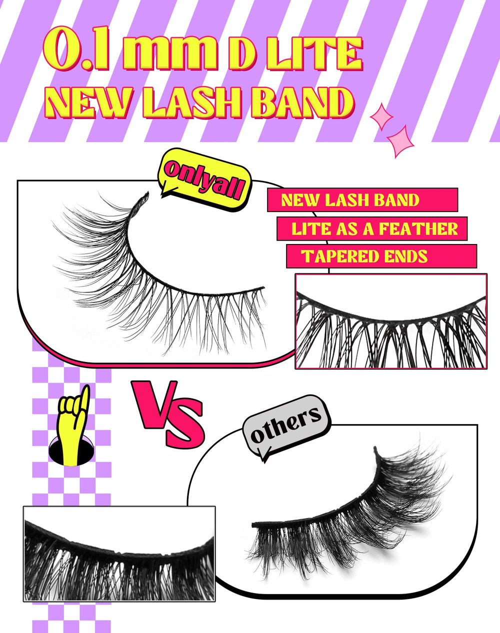 Onlyall Natural Lashes gradual-10mm outer corner for a subtle eye lift.