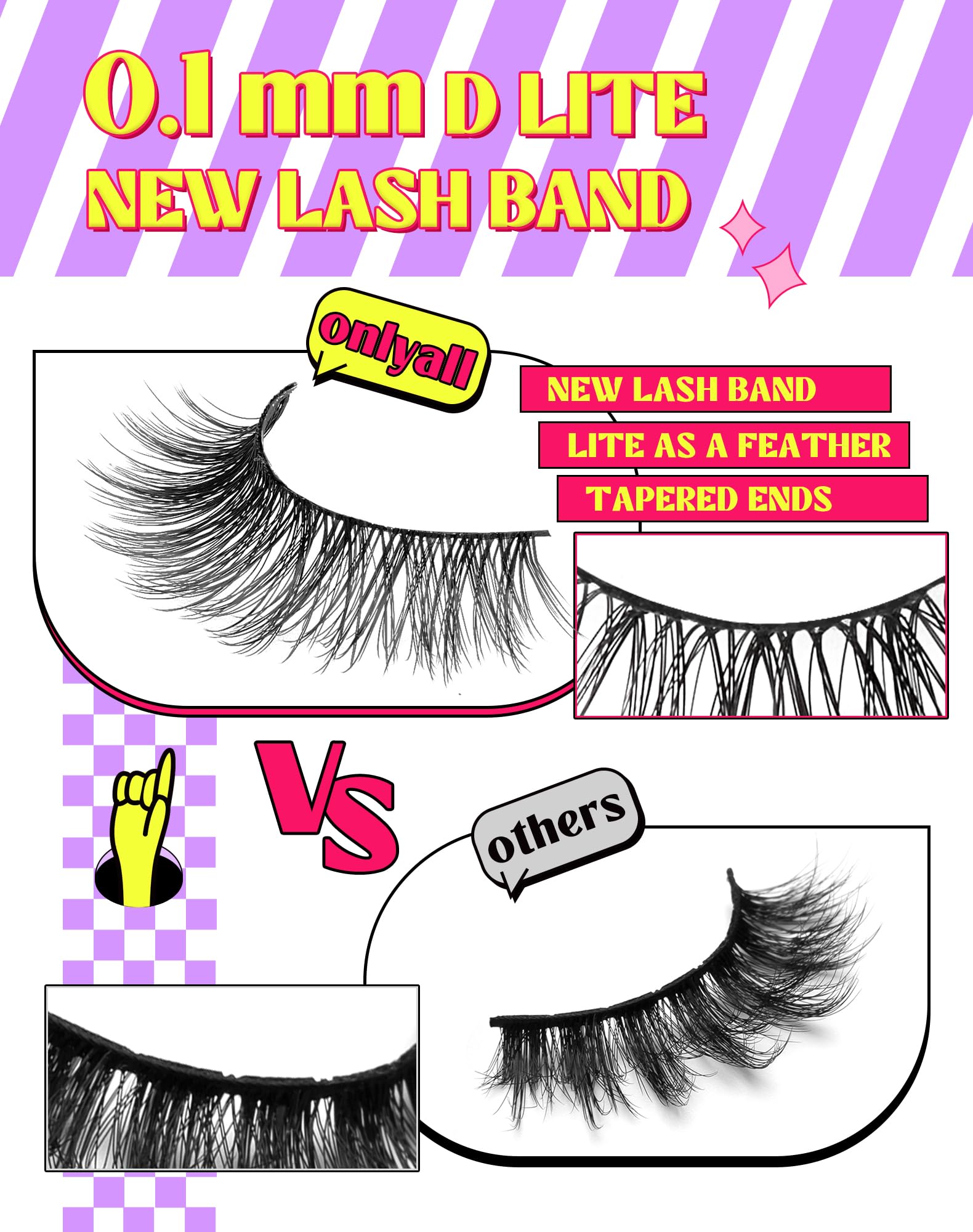 Onlyall Natural Lashes thin-band design highlights discreet lash line blending