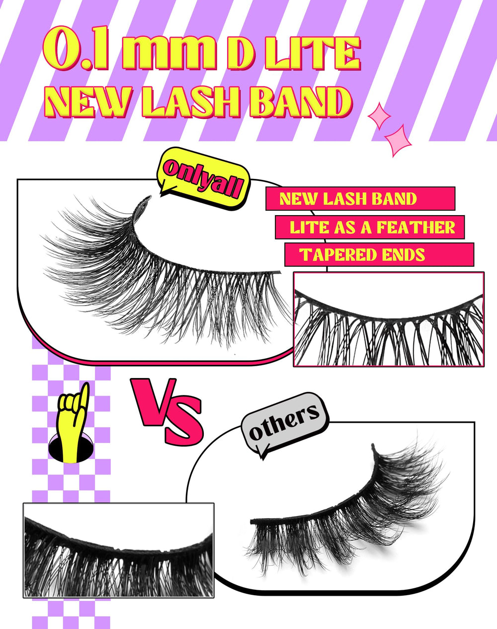 Onlyall Natural Lashes thin-band design highlights discreet lash line blending