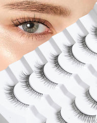 Onlyall Natural Lashes wispy lashes close-up with ultra-thin band for natural daily wear.