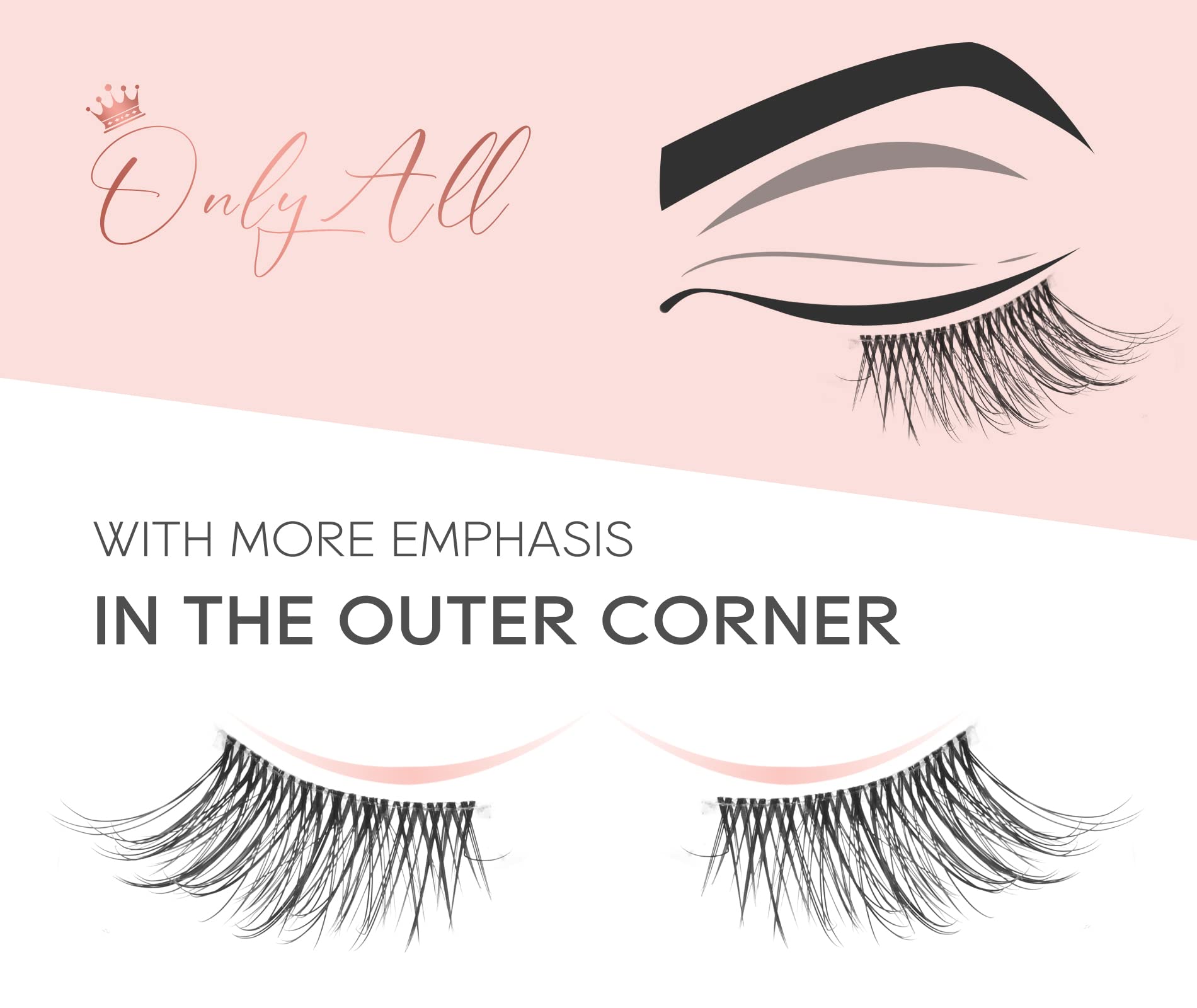 Onlyall natural-look half lashes blend seamlessly for versatile daily style.