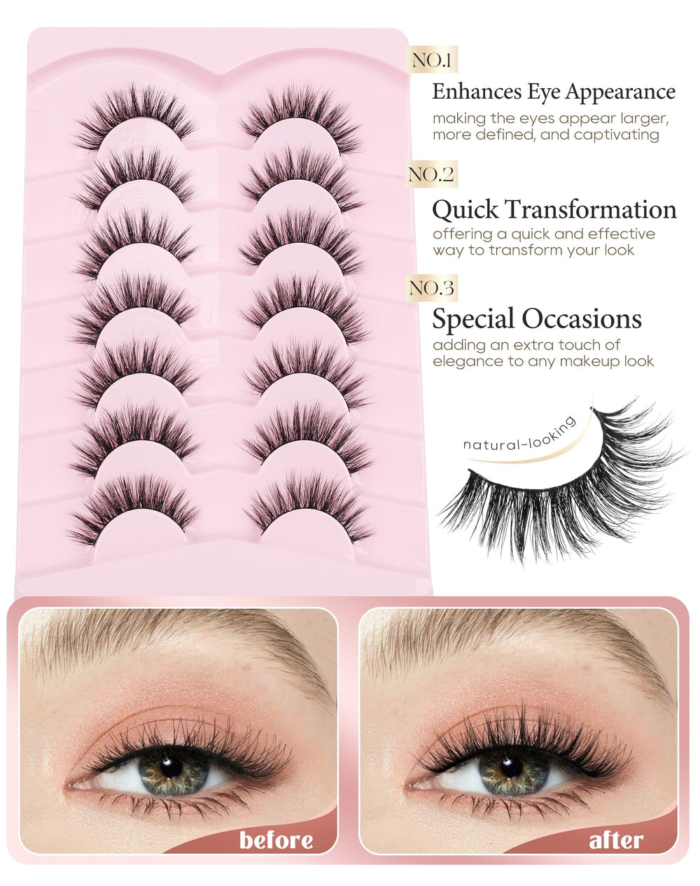 Onlyall weightless feel lashes stay featherweight for long days.