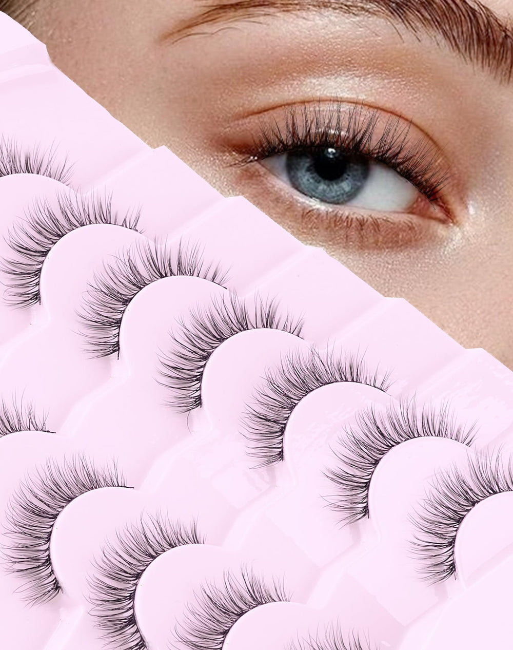 Onlyall Wispy Lashes natural look with ultra-thin band for everyday wear.