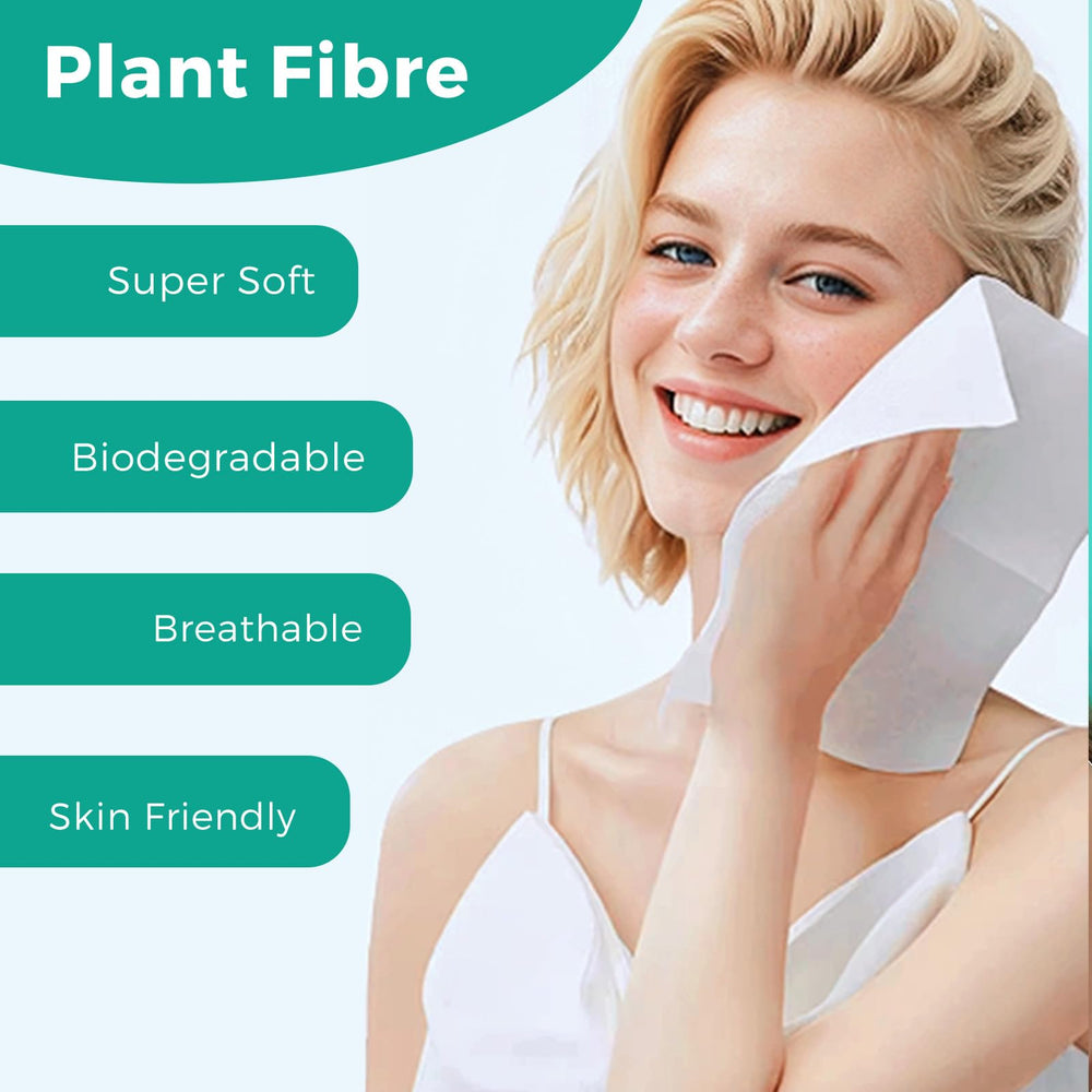 ONLYCARE toallitas faciales desechables, lado texturado para limpieza profunda y eliminación de suciedad.