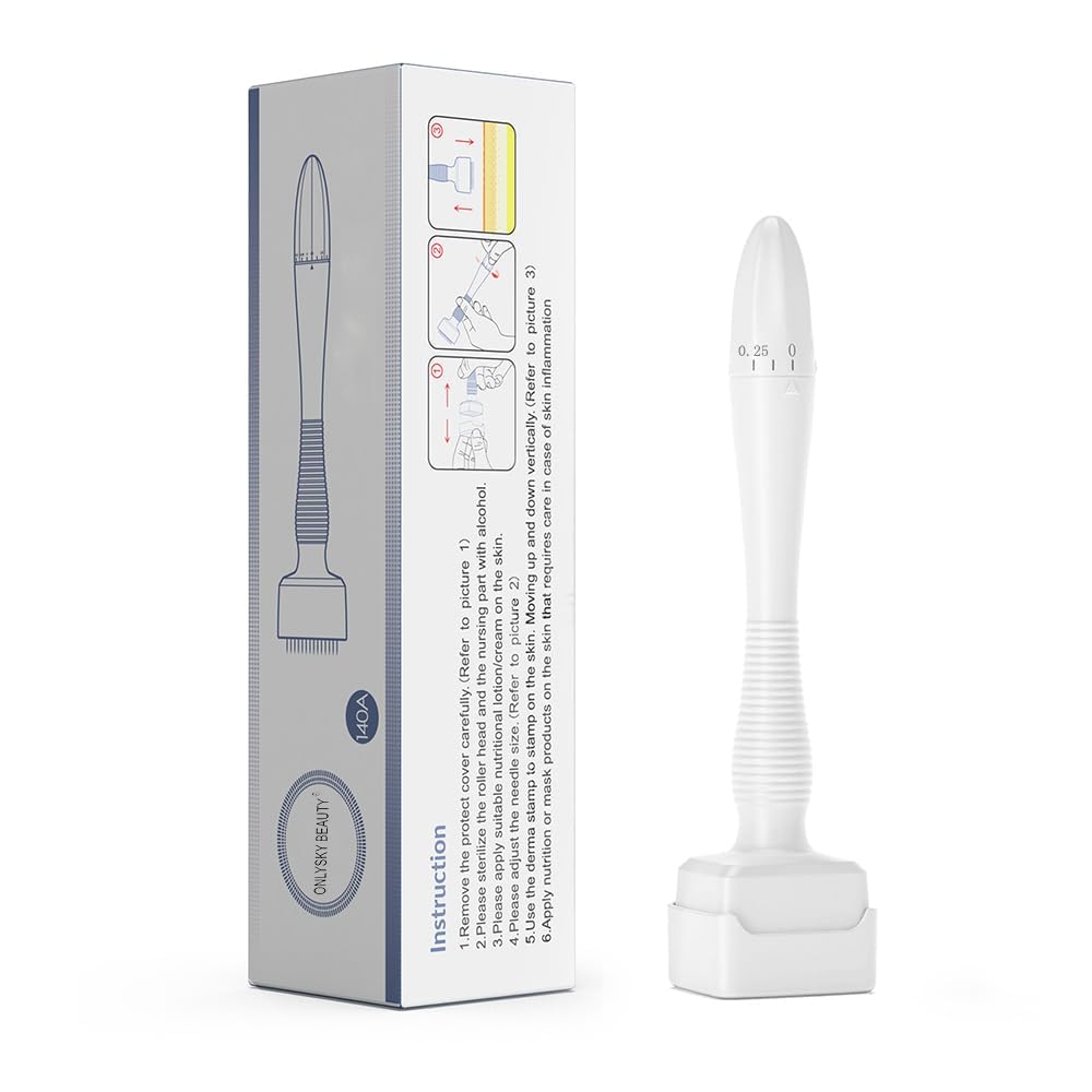 ONLYSKY BEAUTY Derma Stamp in use for targeted micro-stimulation at home.