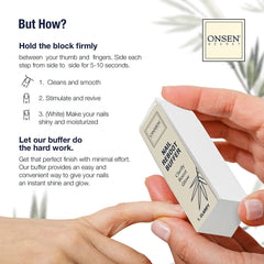 Onsen Secret buffer block front view with pads provides convenient shine pad maintenance.
