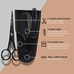 Ontaki grooming kit includes mustache and beard combs for complete styling.