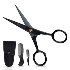 Ontaki mustache scissors 5-inch black bevel edge for precise trimming.