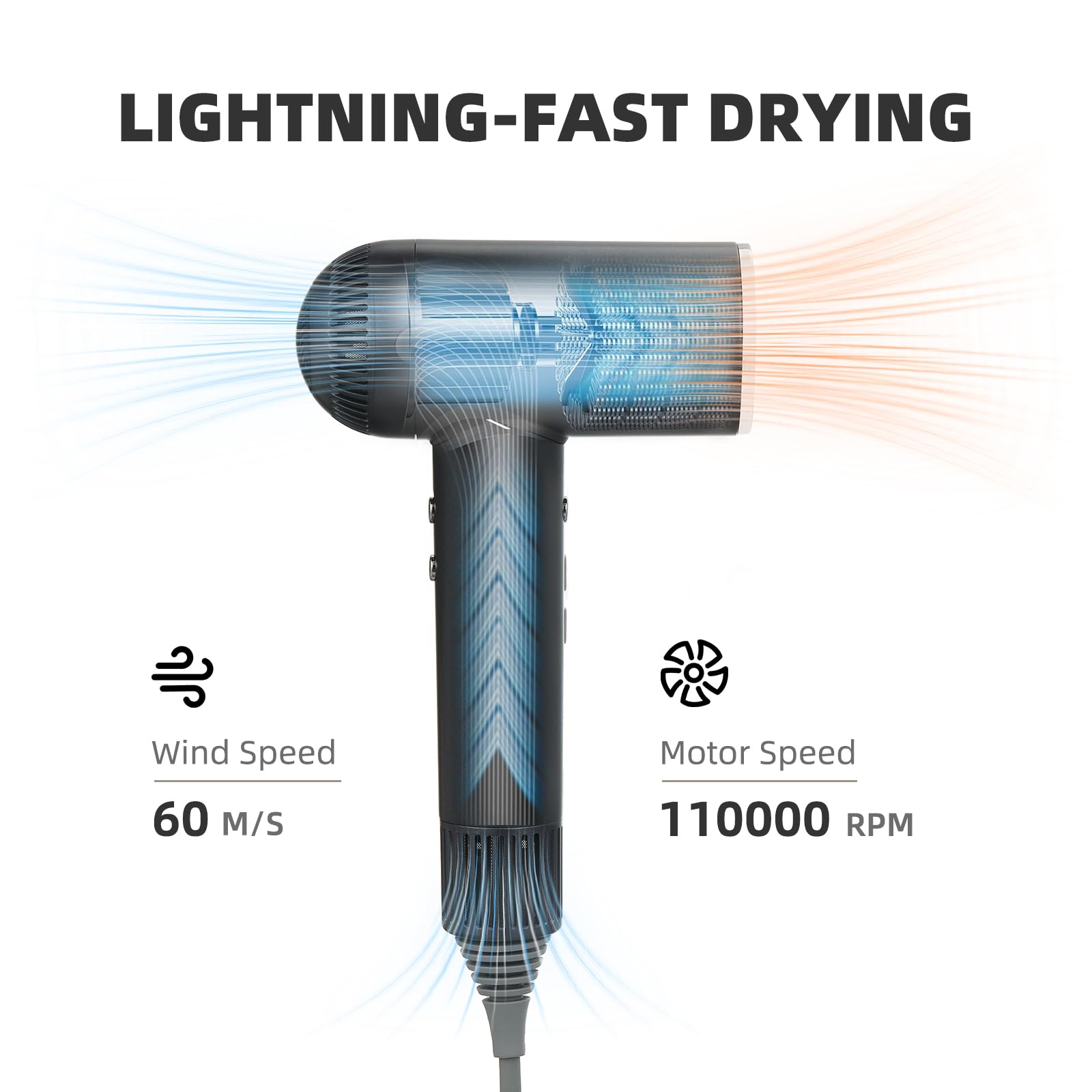 ONWAY hair dryer nozzle providing precise airflow for fast drying.