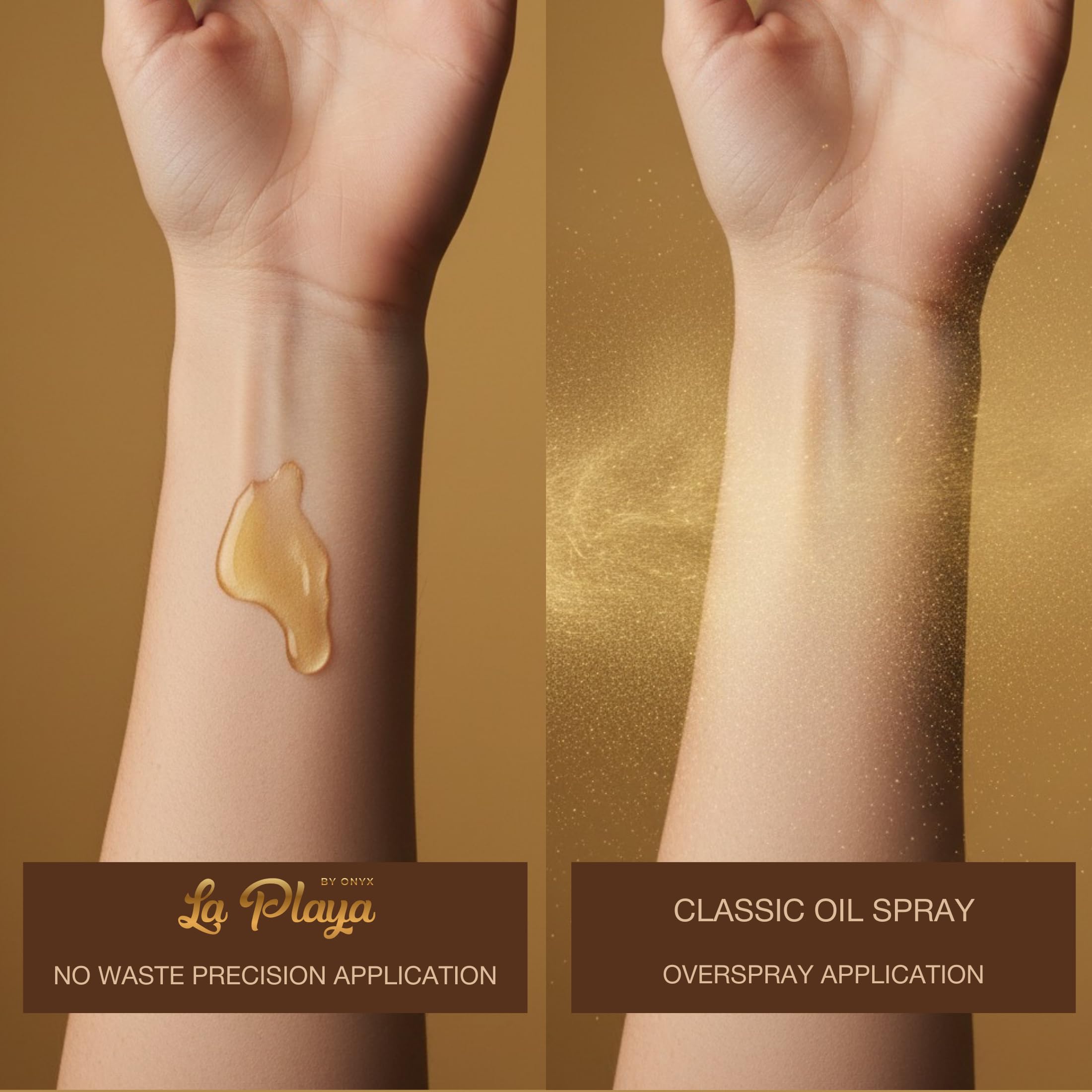 Onyx aplicación rápida aceite seco, absorción casi instantánea.