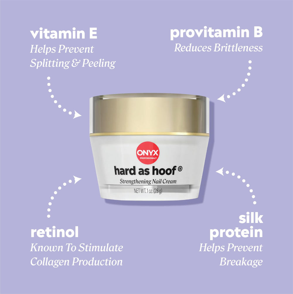 Onyx Professional ingredientes naturales, calcio y jojoba para nutrir uñas y cutículas.