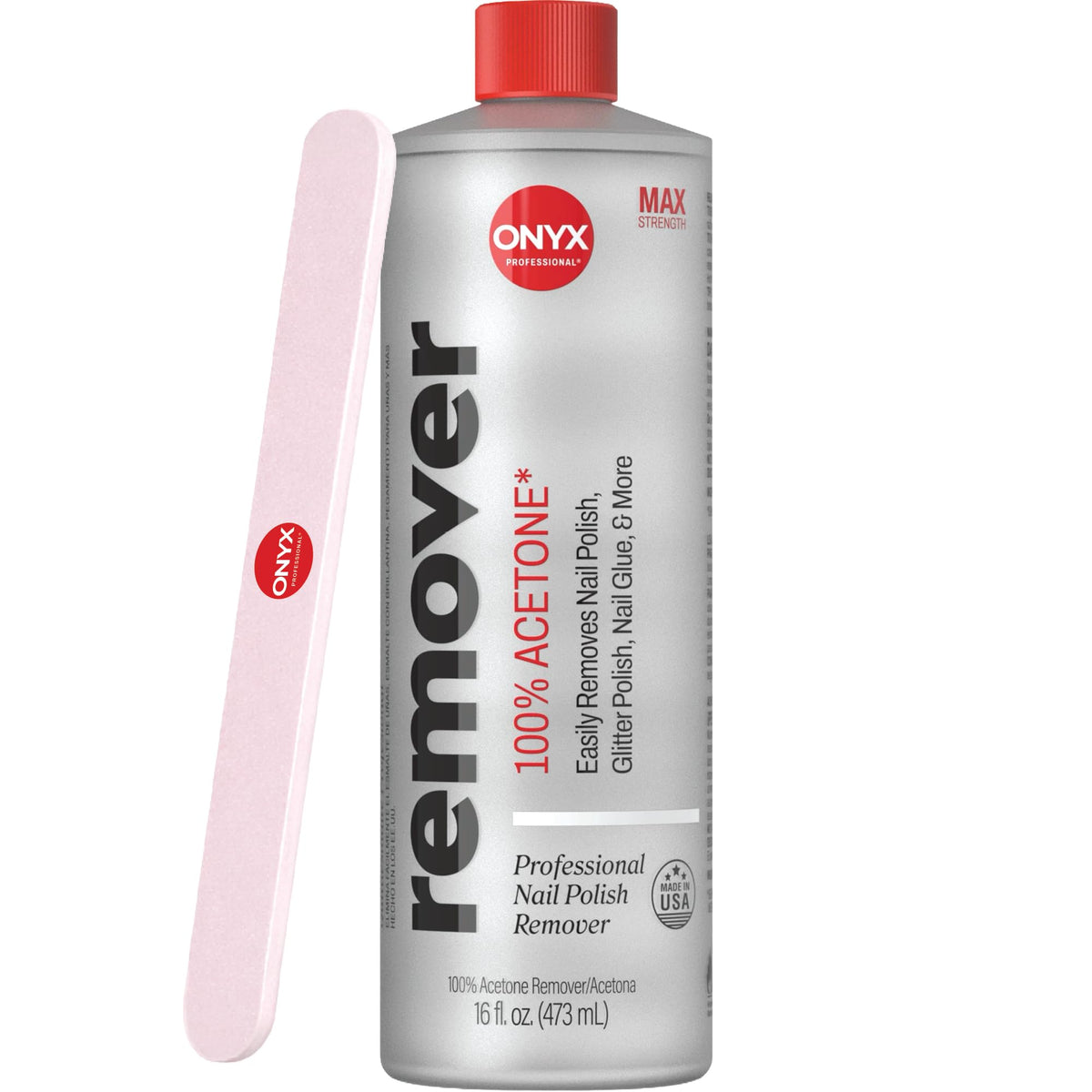 Onyx Professional quita esmalte con acetona en botella de 473 ml, fácil de usar