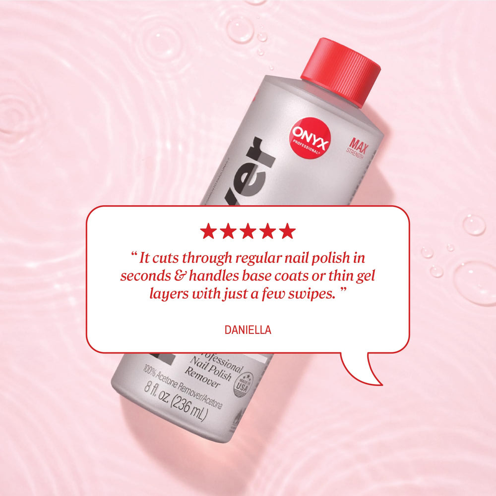 Removedor para uñas artificiales de Onyx Professional, ideal para retirar estructuras sin esfuerzo.