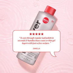 Removedor para uñas artificiales de Onyx Professional, ideal para retirar estructuras sin esfuerzo.
