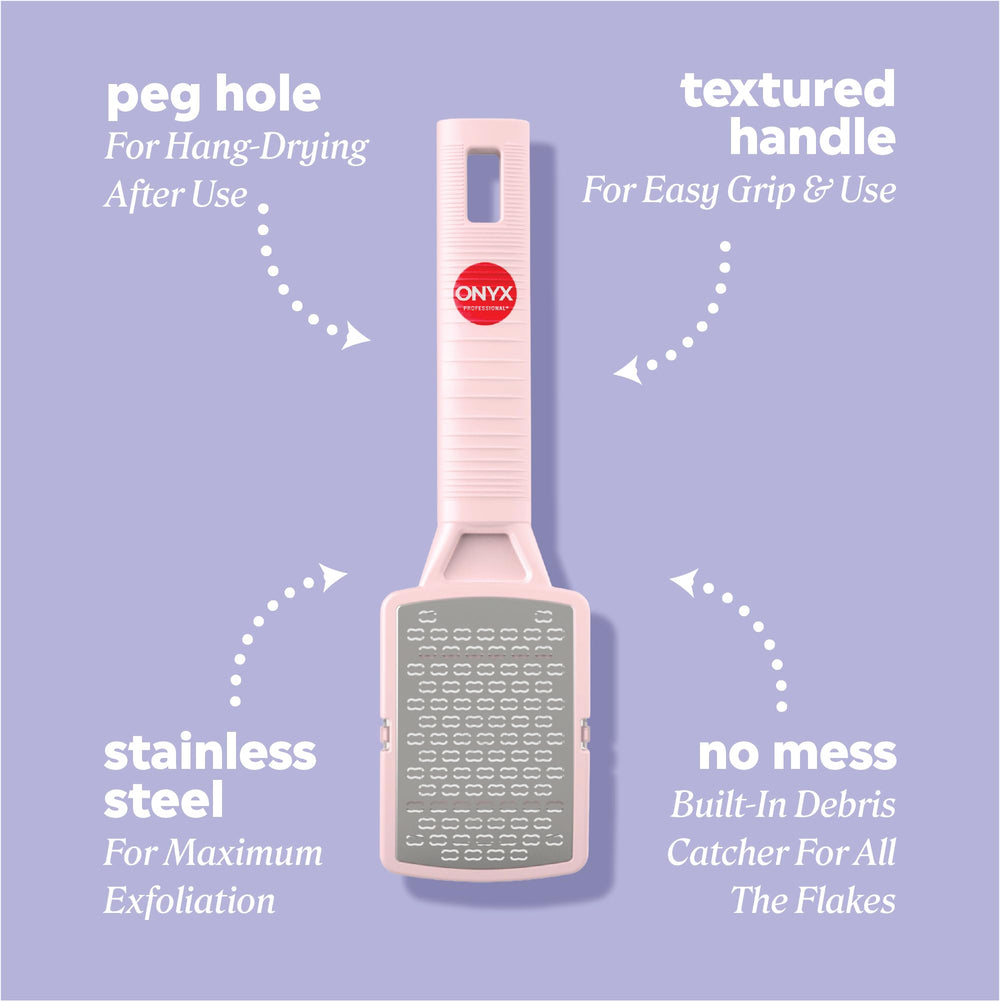 Onyx Professional stainless steel foot file for durable, salon-like exfoliation