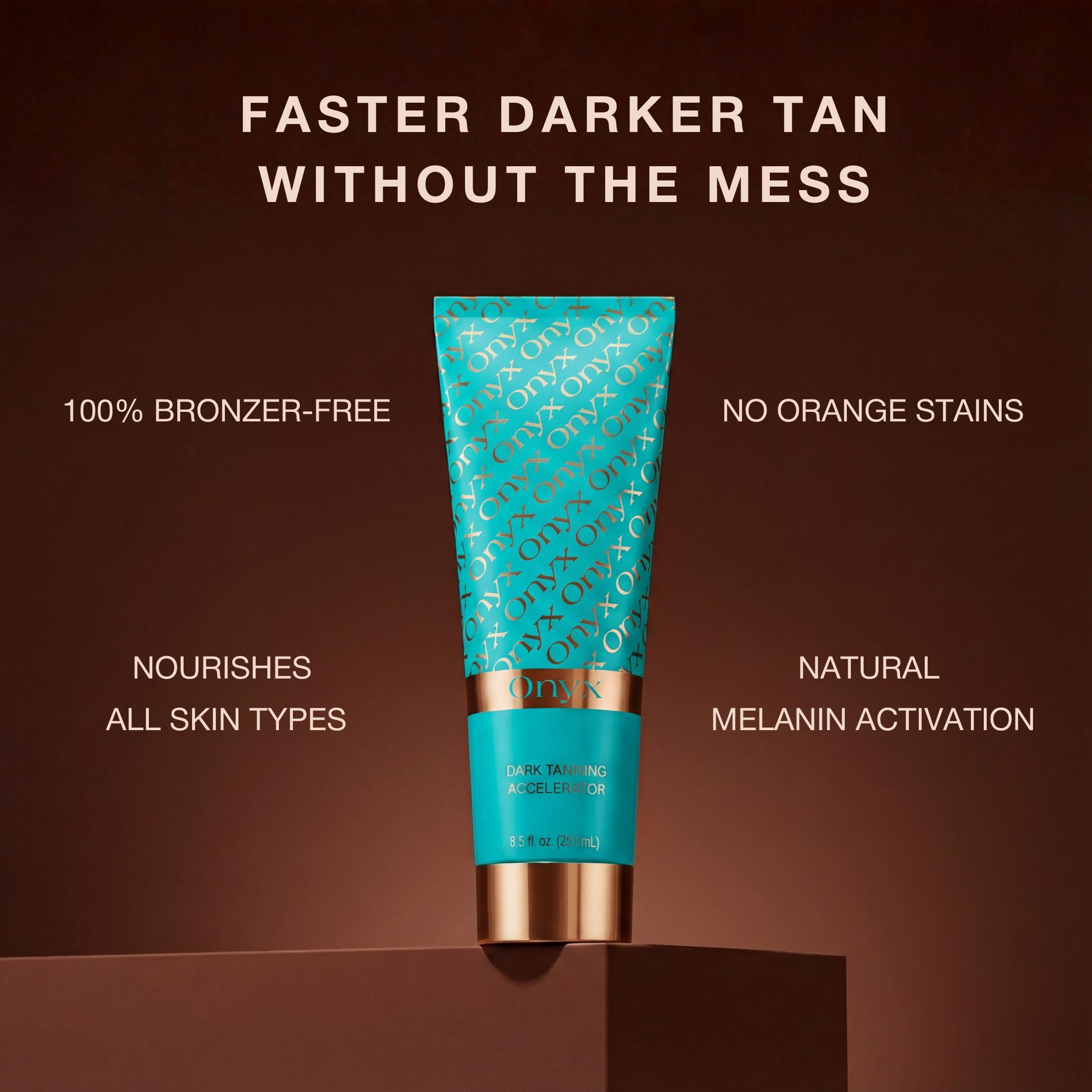 Onyx Strongest Dark Tanning Accelerator Lotion used in indoor tanning bed for quick-absorbing glow.