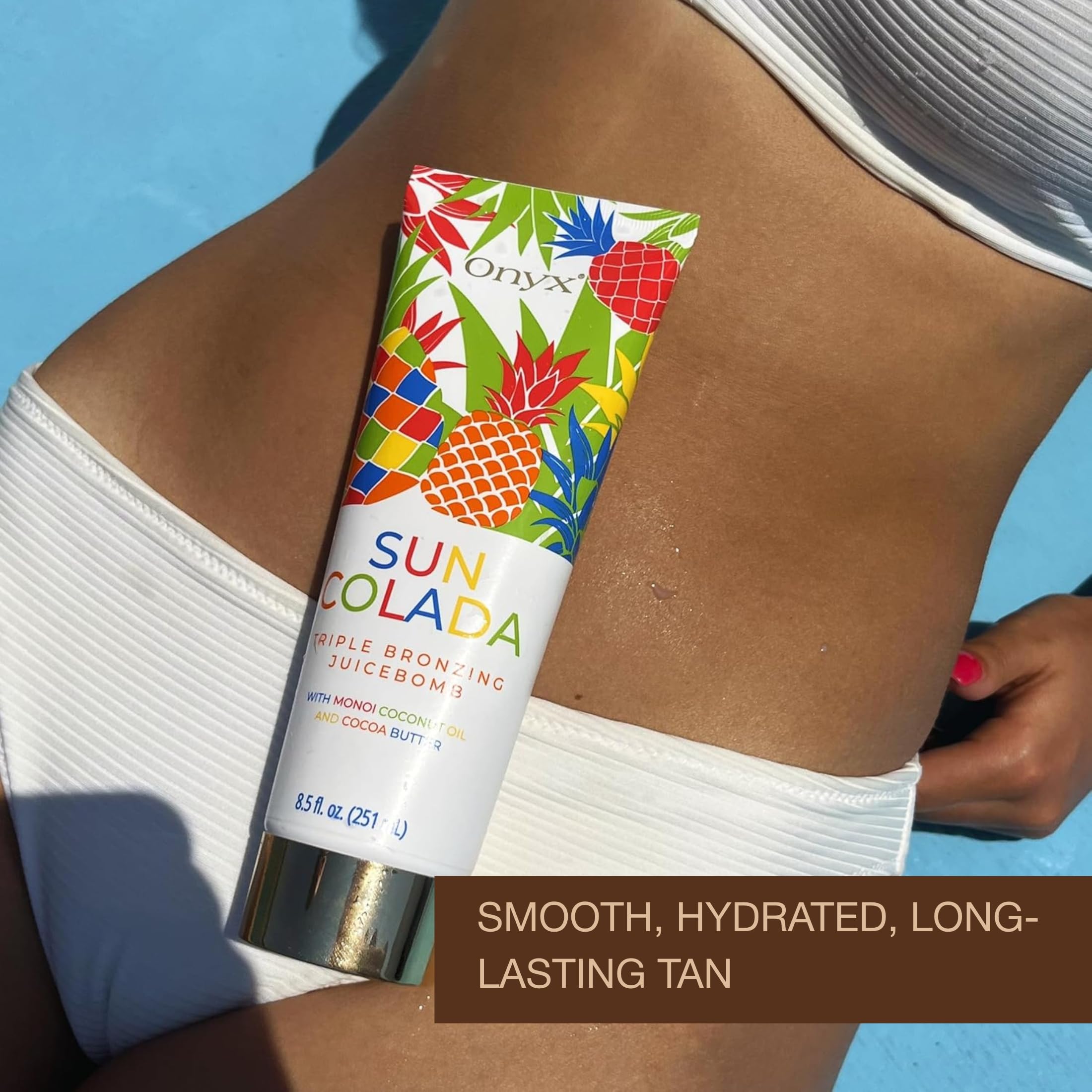 Onyx Suncolada silky finish close-up showing absorption without residue