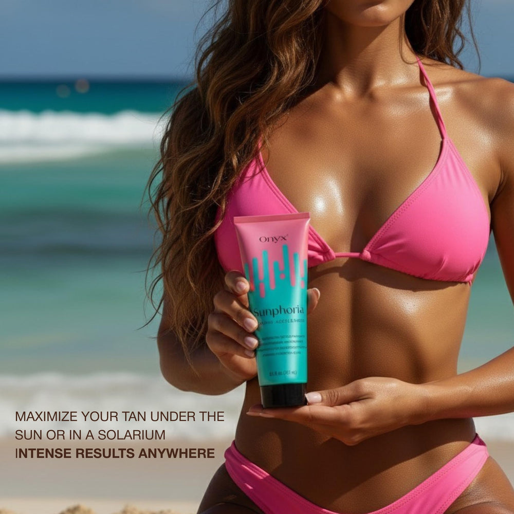 Onyx Sunphoria infused with fruit extracts, subtle scent and fast absorption.