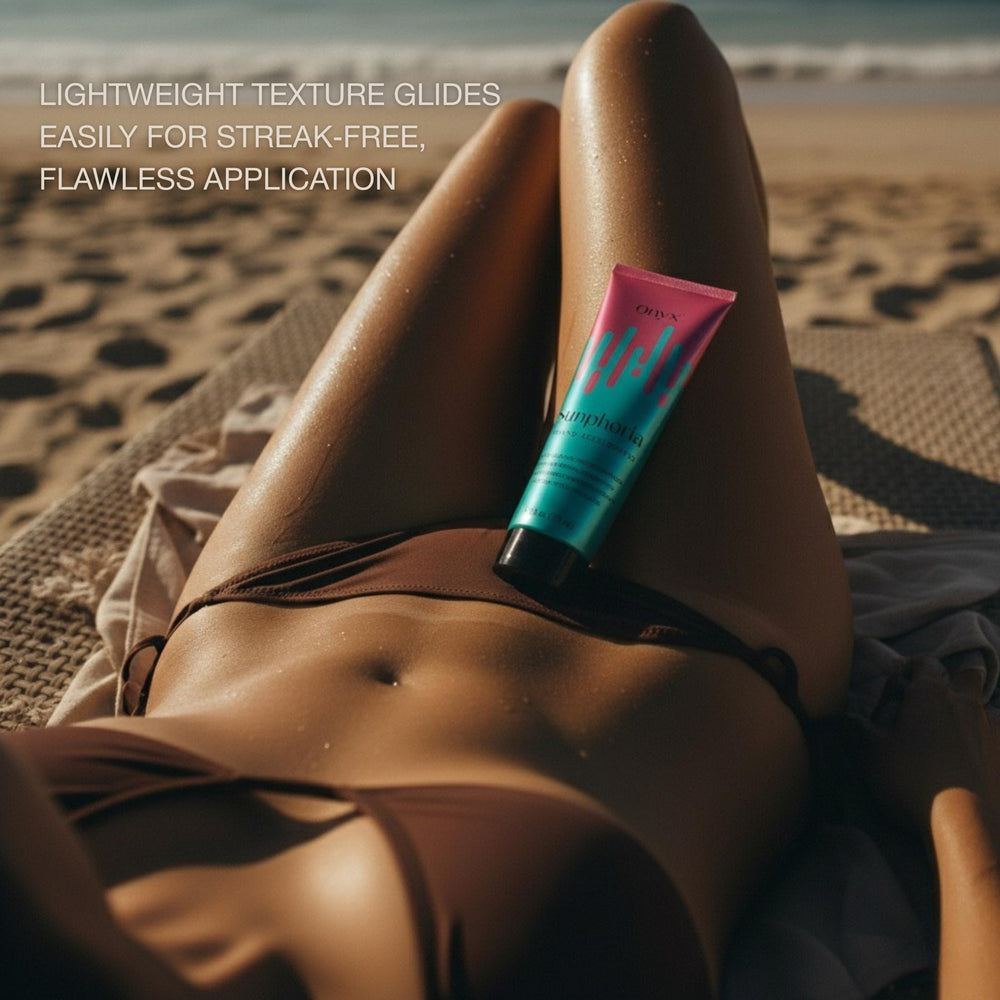 Onyx Sunphoria deep tan potential while keeping skin hydrated during sessions.