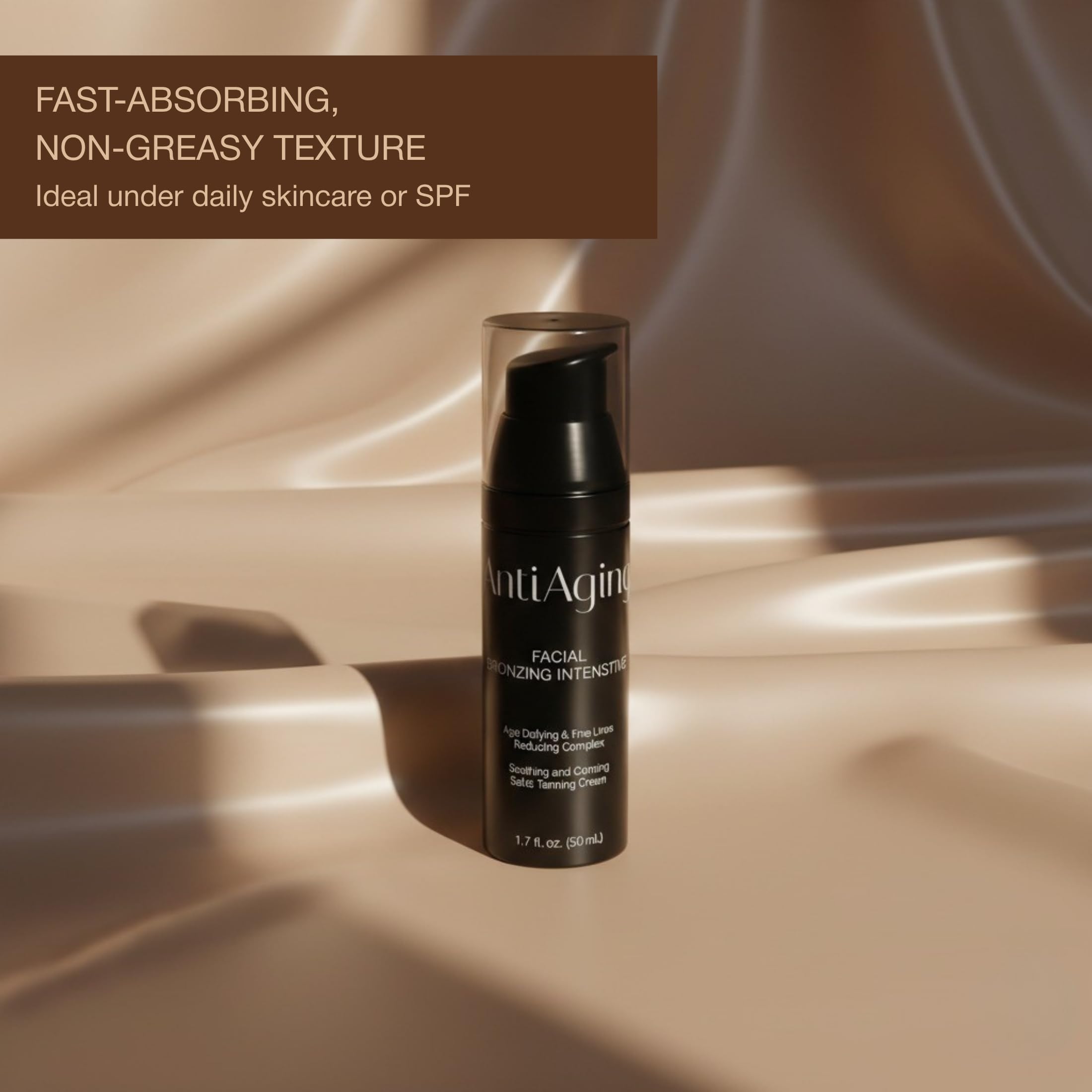 Onyx tanning lotion bottle with clean bathroom setup for at-home tanning