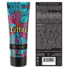 Onyx Tattoo Safe Tanning Lotion close-up highlights color enhancement for ink.