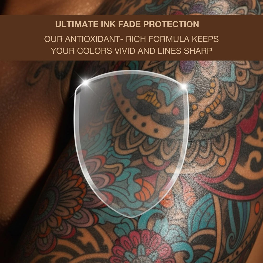 Onyx Tattoo Safe Tanning Lotion applying Tyrosine and DHA bronzing blend.