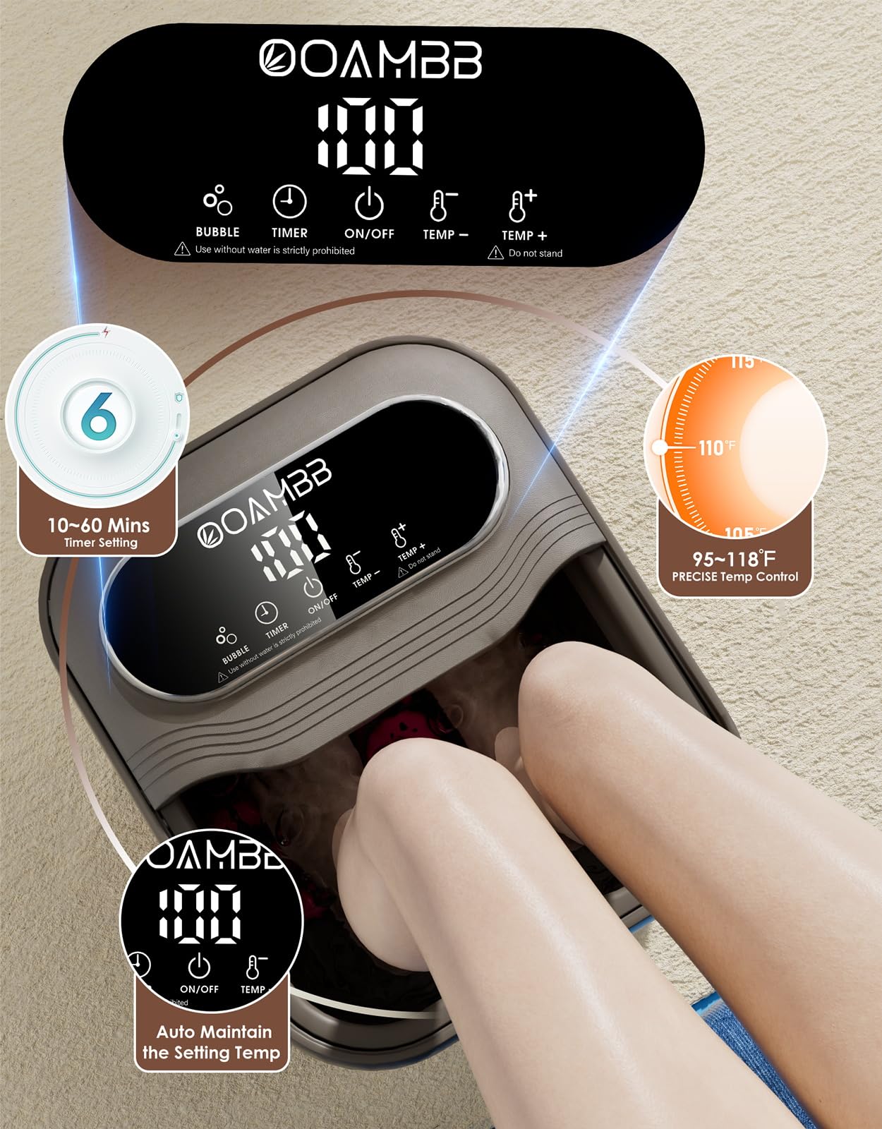 OOAMBB intelligent temperature control maintains a comfortable soak
