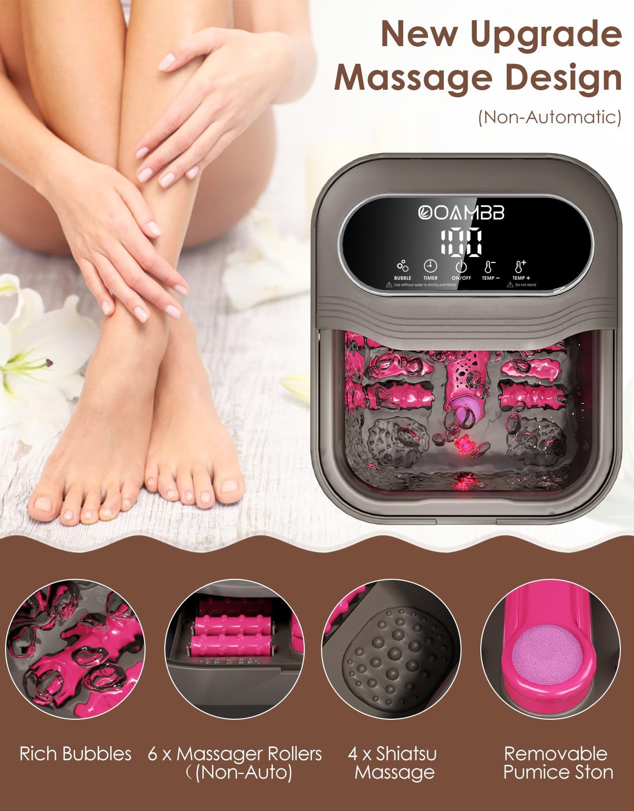 OOAMBB oxygen bubble jet delivers invigorating foot massage