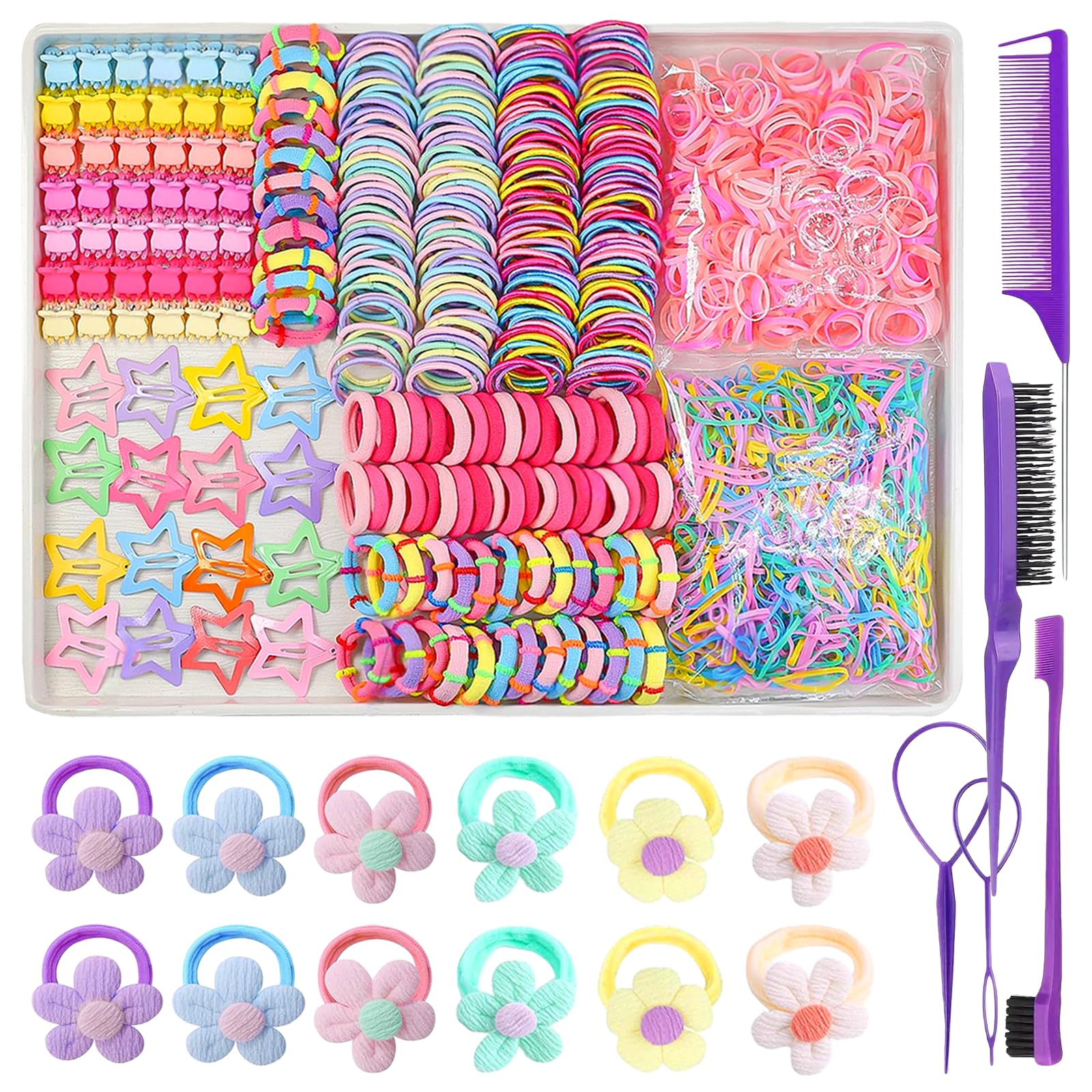 Banditas elásticas Ooosonlu para cabello de niñas, multicolor para peinados diarios
