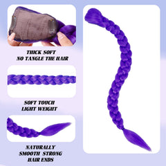 OOPPOO purple braid ponytail extension with soft fibers for natural blend
