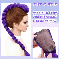 OOPPOO 24-inch purple braid ponytail with yaki texture for realistic volume
