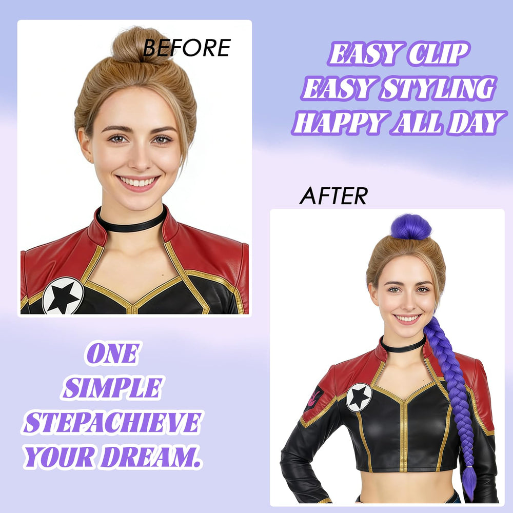 OOPPOO purple ponytail extension ideal for Halloween costume styling