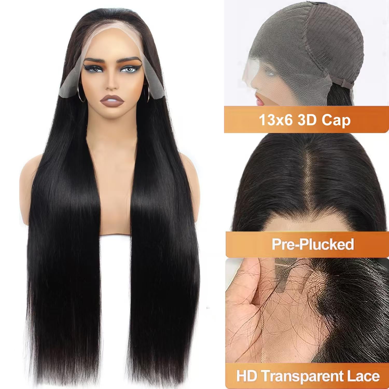 OOVVDA straight long wig showcases a sleek, smooth texture.