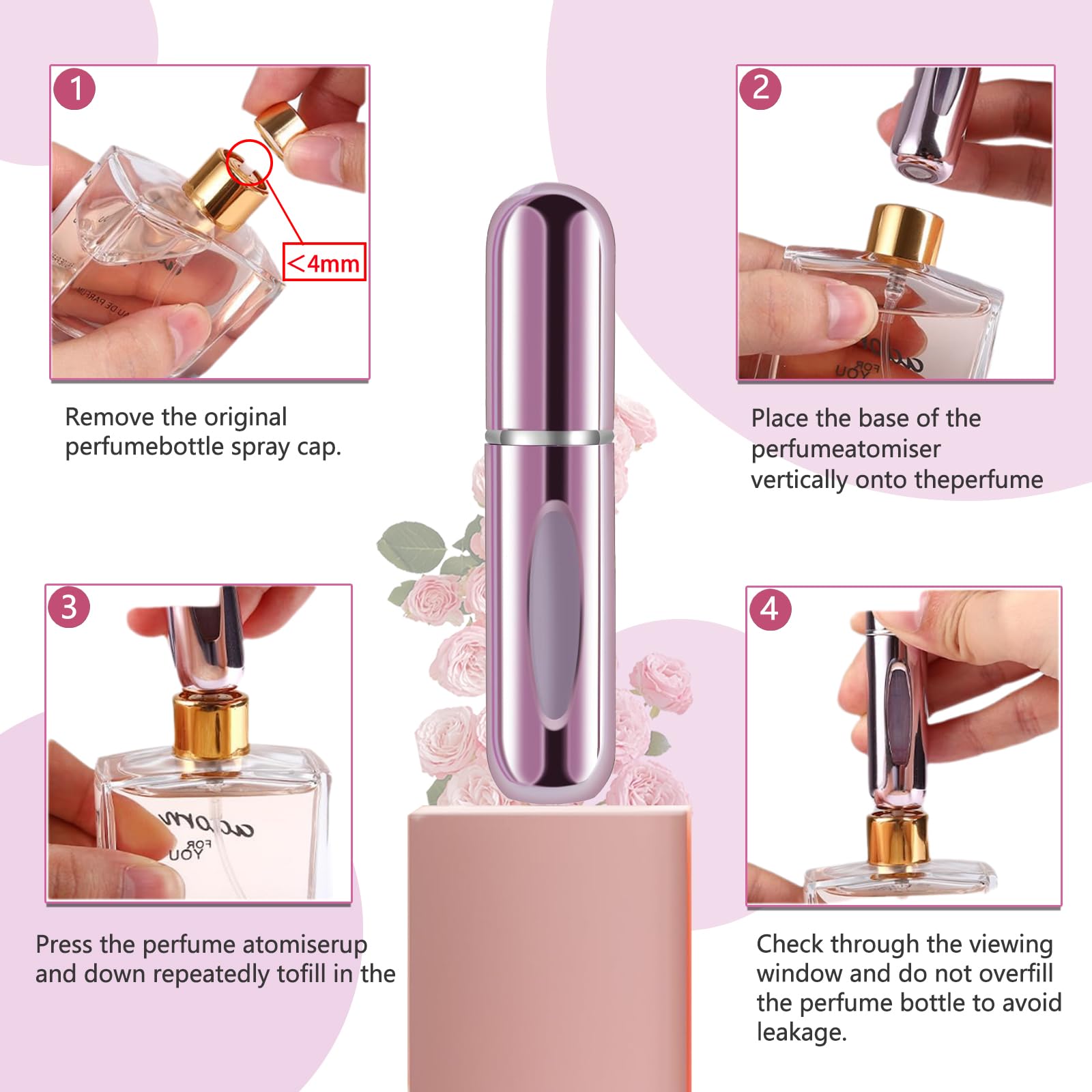 opasyo lightweight aluminum perfume container suited for handbag or pocket