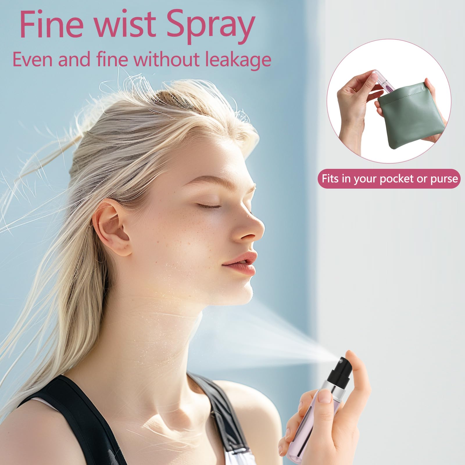 opasyo portable mini perfume atomizer silver cap, durable design for travel.