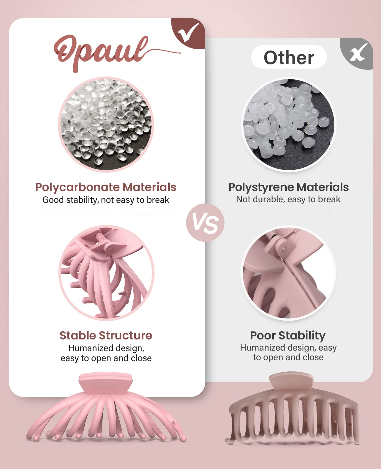 Pinza OPAUL para uso diario, ideal en maquillaje, ducha o ejercicios.